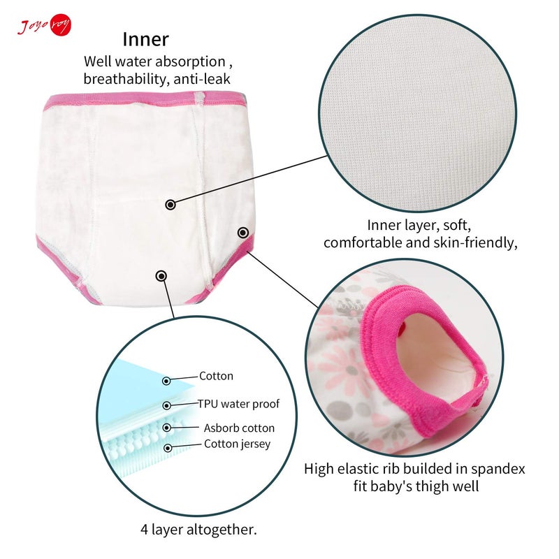 Joyo roy Potty Training Underwear for Girls Toddler Panties Girl Panties 100% Cotton Girl Absorbent Padded Toddler Potty Training Underwear Girls 18-24 months Waterproof with Pee Pants Chart & Sticker - Image 3